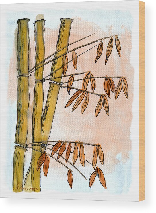 Bamboo Wood Print featuring the painting Bamboo by Helaine Cummins