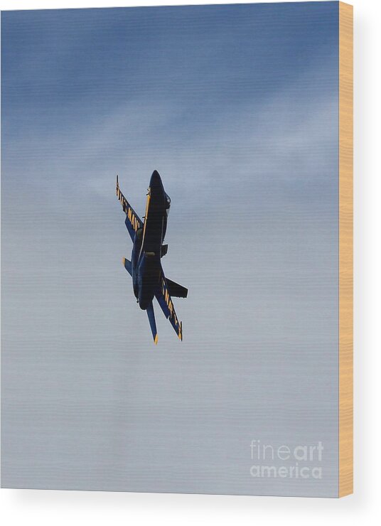 Navy Wood Print featuring the photograph Blue Angel Solo by Alex Esguerra