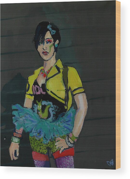 Girl Wood Print featuring the painting Blue Tutu by Adam Kissel