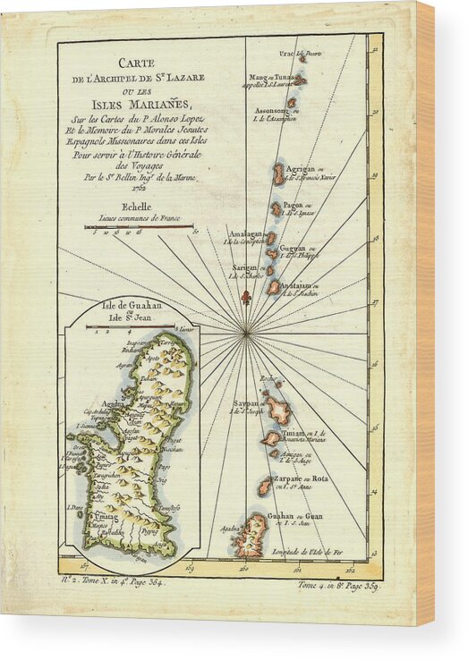 Guam Wood Print featuring the drawing Carte De L Archipel de St Lazare ou les Isles Marianes by Thomas Walsh