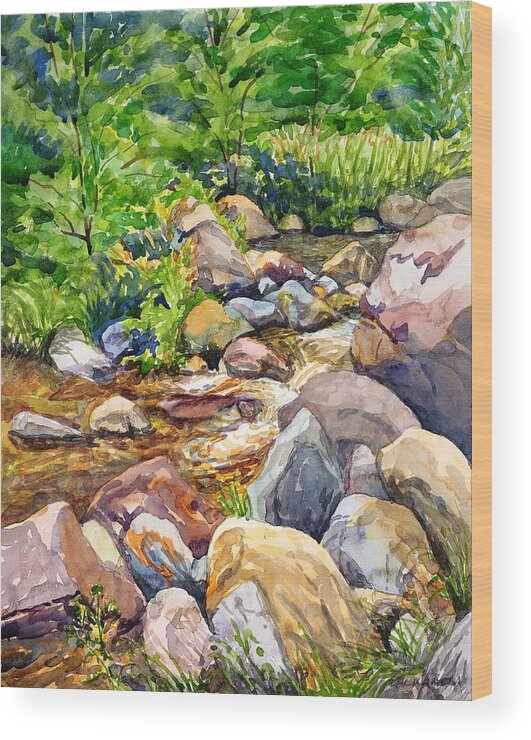 Sedona Wood Print featuring the painting Creekside at Banjo Bill by Gurukirn Khalsa