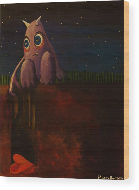 Monster Wood Print featuring the painting Disconnecting by Mindy Huntress