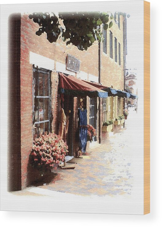 Electronic Watercolor Wood Print featuring the painting Downtown Newburyport by Anthony Ross