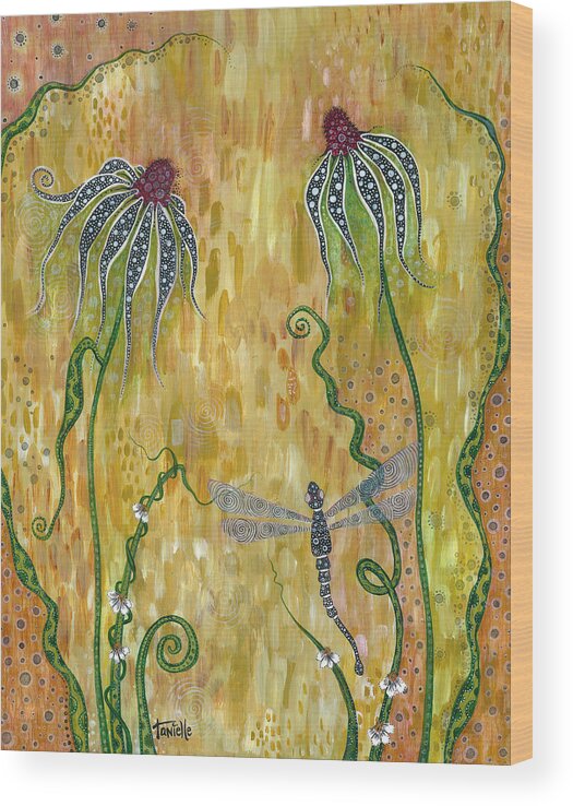 Dragonfly Wood Print featuring the painting Dragonfly Safari by Tanielle Childers