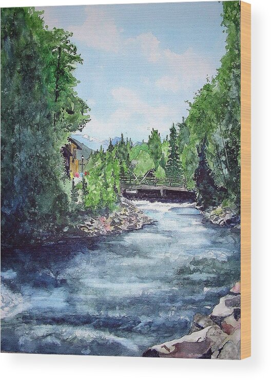 Estes Park Wood Print featuring the painting Fall River Estes Park by Tom Riggs