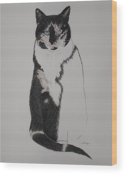 Spirit Cat Essence Wood Print featuring the drawing Friend II by Patsy Sharpe