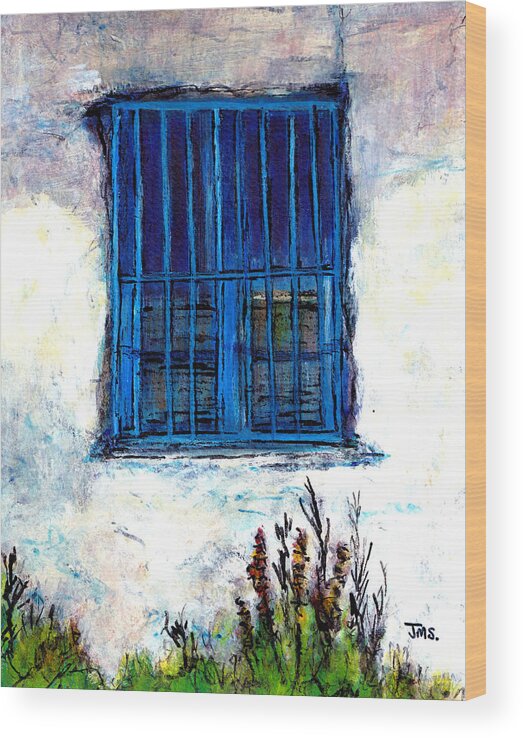 Greece Wood Print featuring the painting Greek Facade by Jackie Sherwood