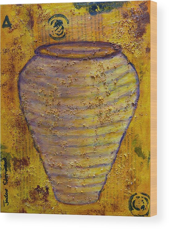 Greece Wood Print featuring the painting Greek Urn 2 by Jackie Sherwood