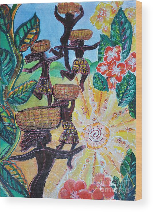 Figures Wood Print featuring the painting Haiti Reaquake by Shelley Myers