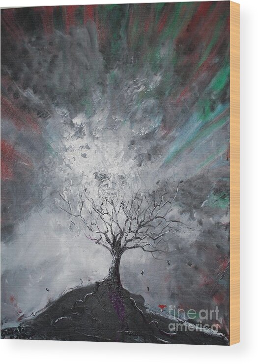 Tree Wood Print featuring the painting Haunted Tree by Stefan Duncan
