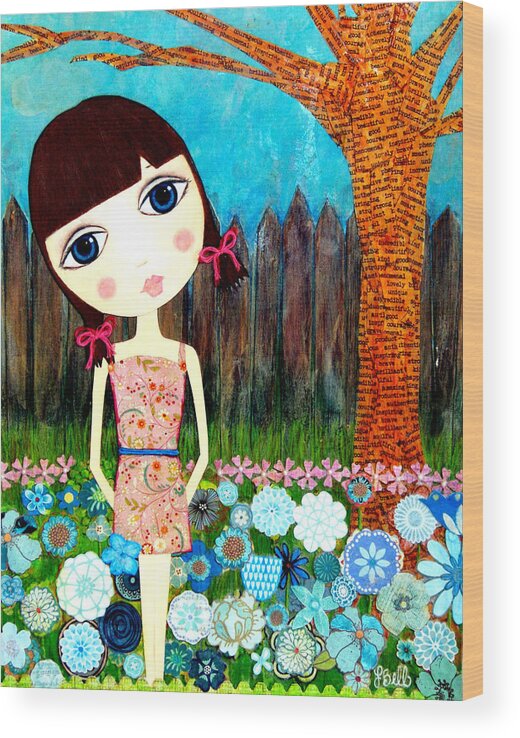 Girl Wood Print featuring the painting Hayli by Laura Bell