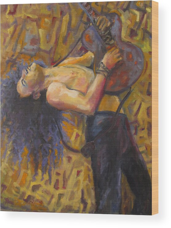Guitar Player Wood Print featuring the painting Heart and Soul by Patricia Maguire