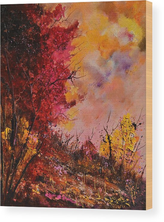 Landscape Wood Print featuring the painting In The Wood 671190 by Pol Ledent