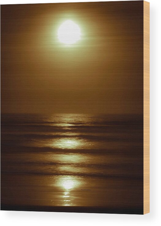 Moon Wood Print featuring the photograph Lunar Tides I by DigiArt Diaries by Vicky B Fuller