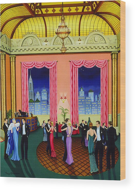 Ballroom Wood Print featuring the painting Midnight in Manhattan by Tracy Dennison
