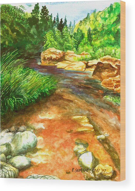 Arizona Wood Print featuring the painting Oak Creek Red by Eric Samuelson