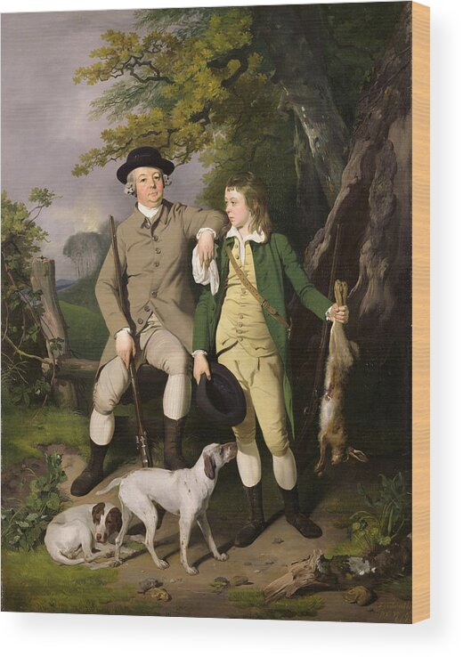 Portrait Wood Print featuring the painting Portrait of a Sportsman with his Son by Francis Wheatley