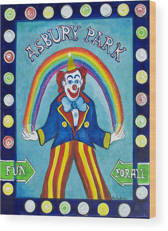 Asbury Park Wood Print featuring the painting Rainbow Billy by Patricia Arroyo
