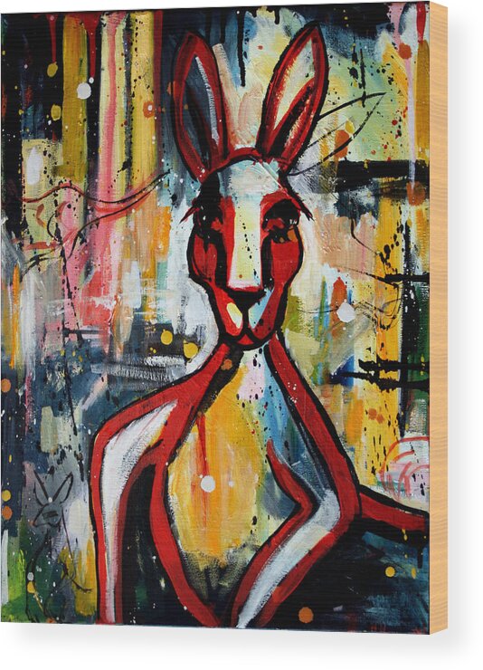 Kangaroo Wood Print featuring the painting Red Roo by Leanne Wilkes