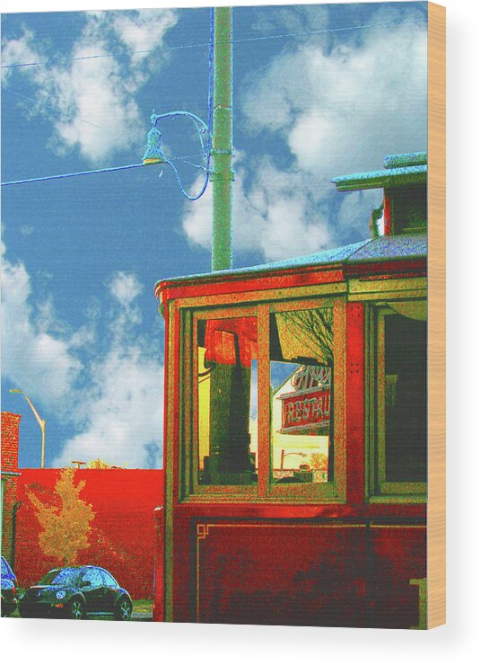 Red Trolley Wood Print featuring the digital art Red Trolley by Lizi Beard-Ward