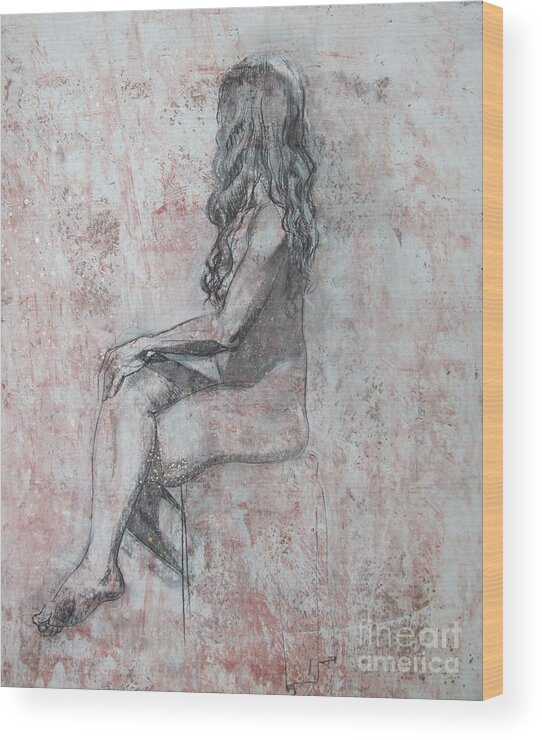 Model Wood Print featuring the drawing Repose by Julianna Ziegler