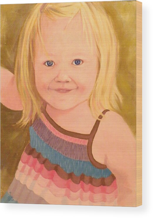 Girl Wood Print featuring the painting Riley by Sharon Casavant