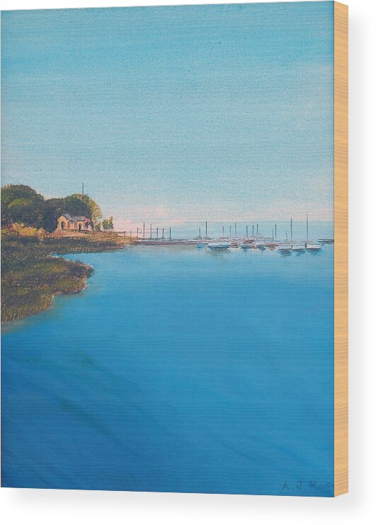 Seascape Wood Print featuring the painting Rings Island by Anthony Ross