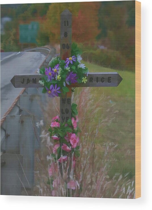 Memorial Wood Print featuring the photograph Roadside Memorial by Gregory Scott