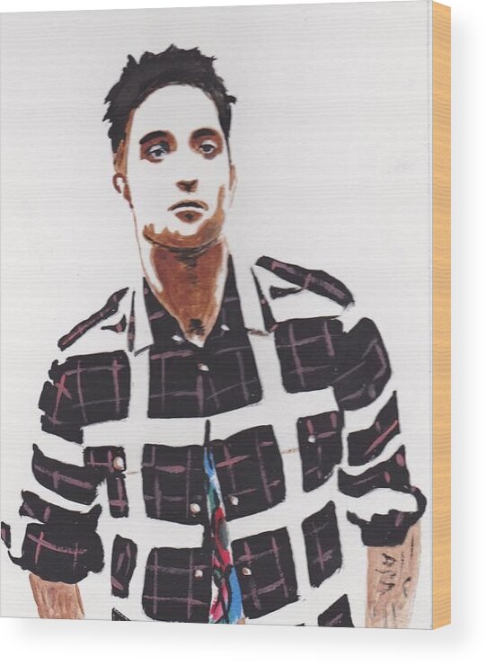 Robert Pattinson Wood Print featuring the painting Robert Pattinson 11a by Audrey Pollitt