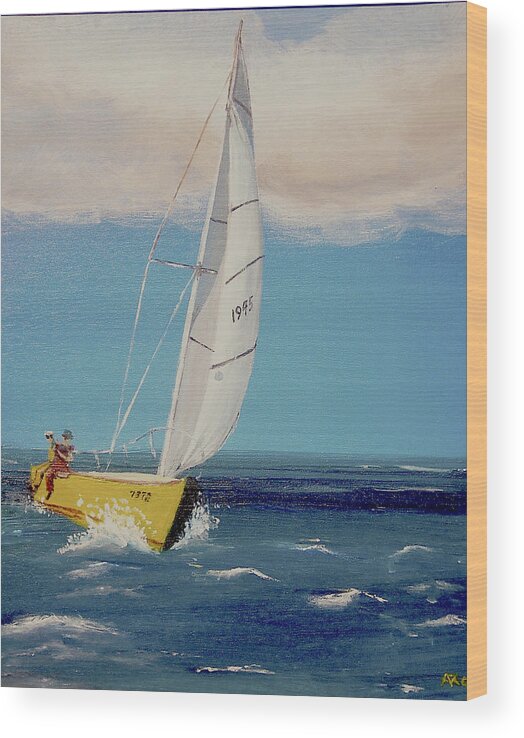 Seascape Wood Print featuring the painting Rush to Shore by Anthony Ross