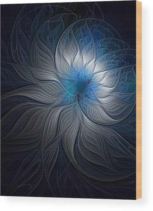 Digital Art Wood Print featuring the digital art Silver and Blue by Amanda Moore