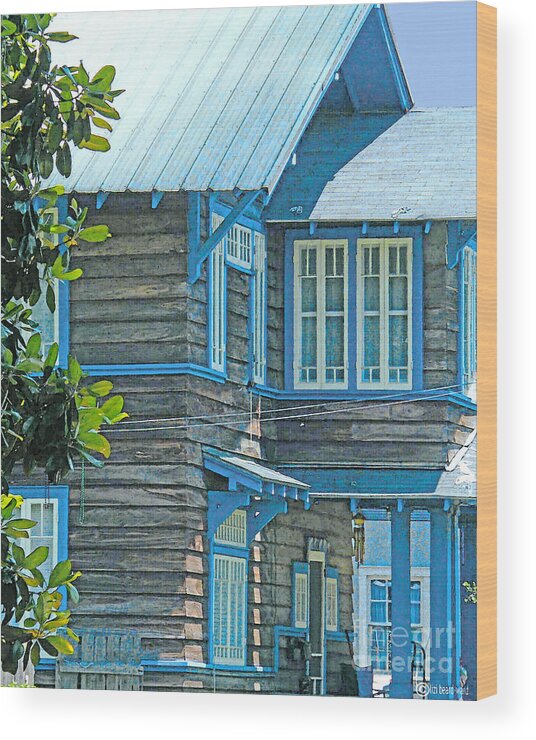 Baton Rouge Wood Print featuring the digital art Spanish Town Blues by Lizi Beard-Ward