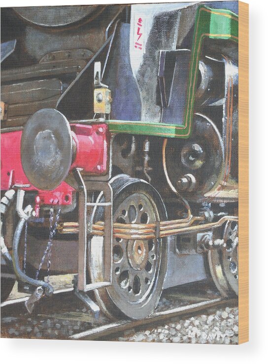 Train Wood Print featuring the painting Steam Engine Bulleid Merchant Navy Pacific 30005 Study by Martin Davey