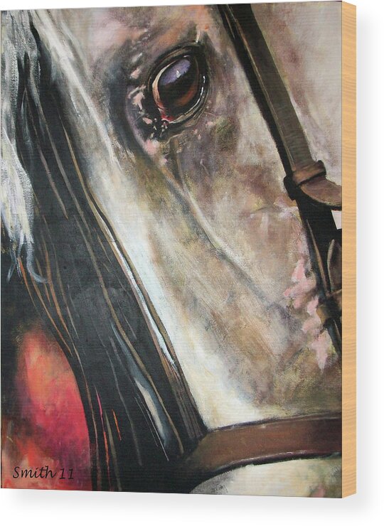 Horse Head Wood Print featuring the painting The eyes have it by Tom Smith