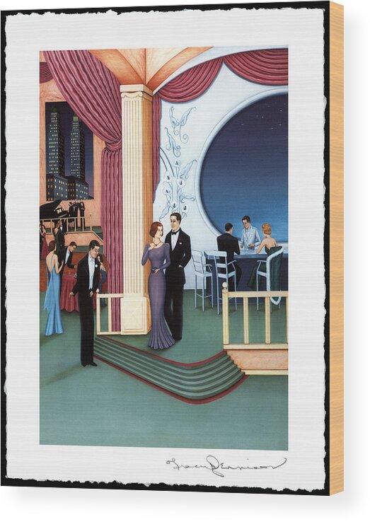 New York Night Club Wood Print featuring the painting The Nine O'Clock Club by Tracy Dennison