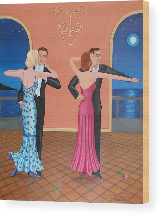Long Island Mansion Wood Print featuring the painting The Tango by Tracy Dennison