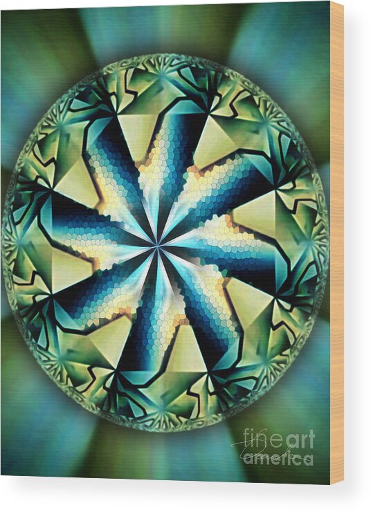 Mandala Wood Print featuring the digital art The Waves Of Silk by Danuta Bennett