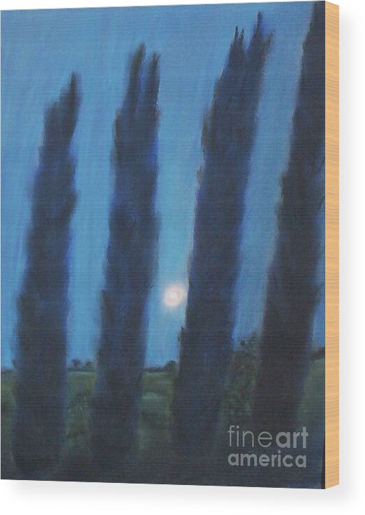 Cyprus Trees Wood Print featuring the pastel Tuscan Cyprus Trees by Julie Brugh Riffey