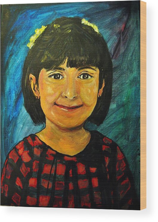 Young Girl 4 Wood Print featuring the pastel Young girl 4 by Amanda Dinan
