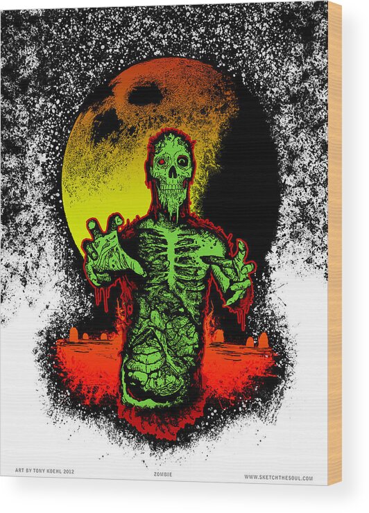 Undead Process Wood Print featuring the mixed media Zombie by Tony Koehl