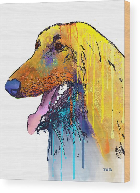 Afghan Hound Wood Print featuring the digital art Afghan Hound #1 by Marlene Watson