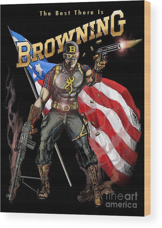 Browning Wood Print featuring the painting Captain Browning #2 by Robert Corsetti