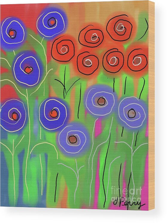 Flower Art Wood Print featuring the digital art Carefree #1 by D Perry