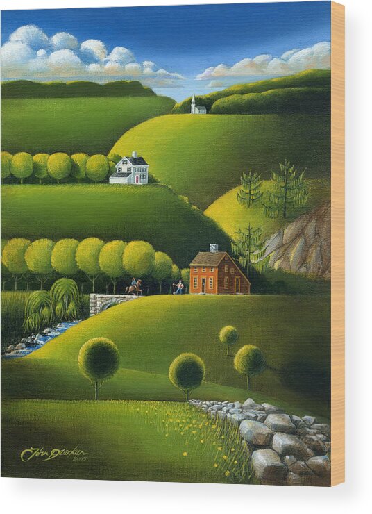 Deecken Wood Print featuring the painting Foothills of the Berkshires by John Deecken