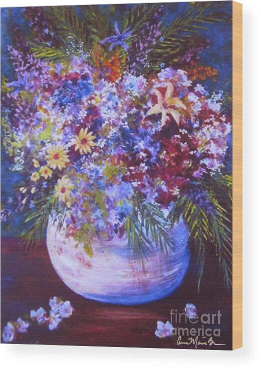 Bouquet Wood Print featuring the painting French Bouquet by Anne Marie Brown