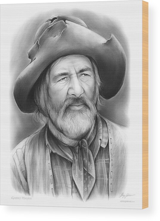 Gabby Hayes Wood Print featuring the drawing Gabby Hayes #1 by Greg Joens