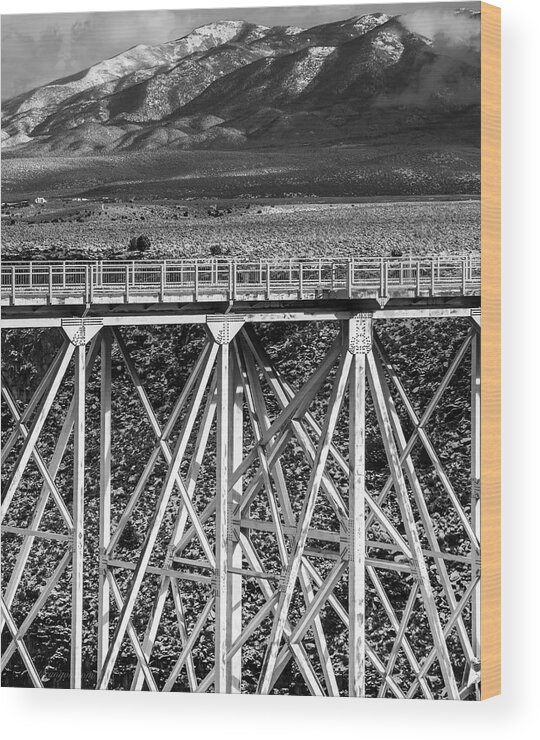 Bridge Wood Print featuring the photograph Gorge Bridge Black and White #1 by Britt Runyon
