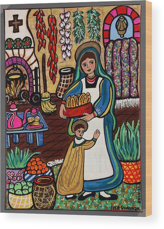 Kitchen Wood Print featuring the painting Kitchen Madonna #4 by Susie Grossman