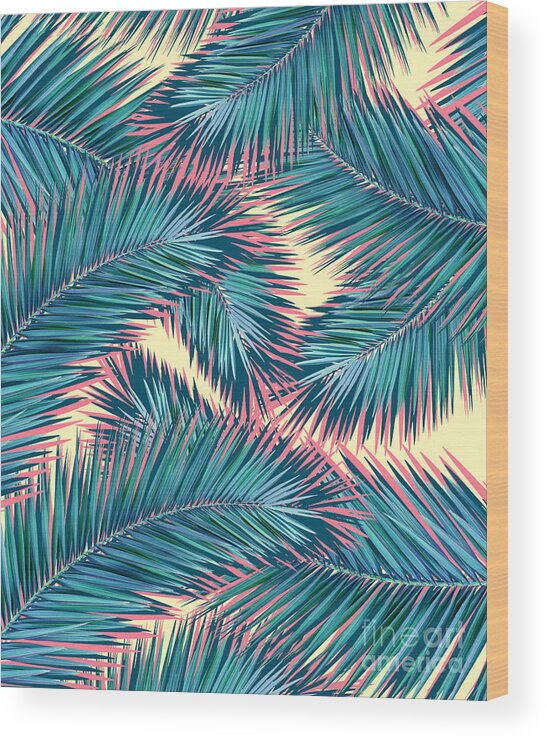 Tropical Leaves. Nature Design Wood Print featuring the digital art Exotic Summer tropical plant by Mark Ashkenazi