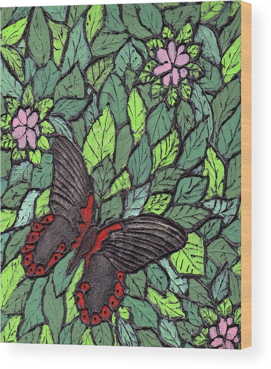 Butterfly Wood Print featuring the painting Red Butterfly #1 by Wayne Potrafka